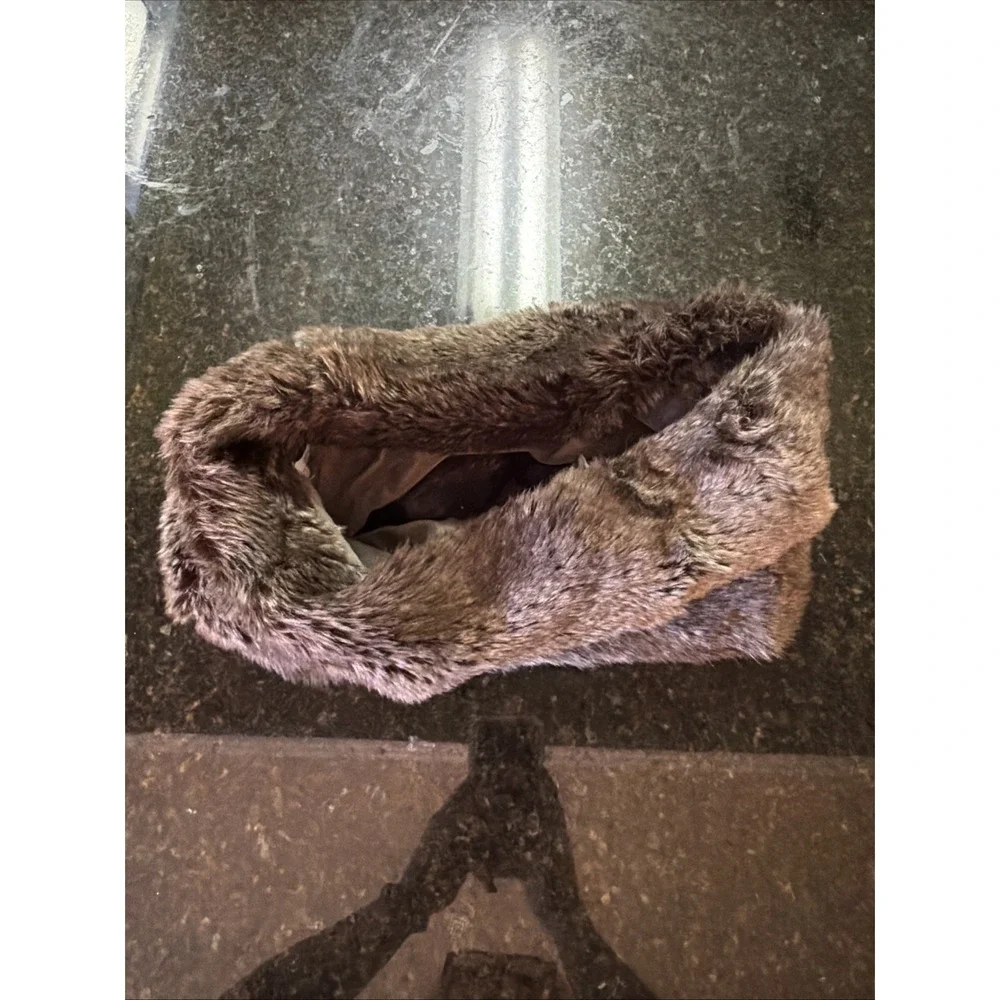 Restoration Hardware Faux Fur Infinity Scarf Brown‎ Luxe Warm Muffler
